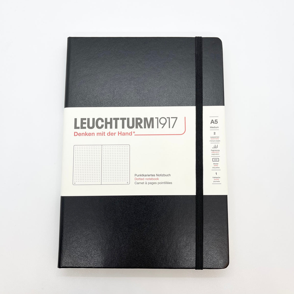 Leuchtturm1917 Medium A5 Hardcover Notebook Dotted Black – Reid Stationers