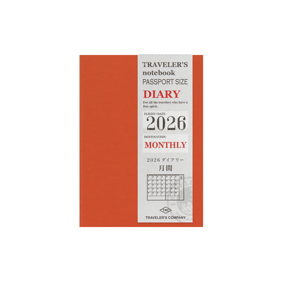 Traveler's Notebook Passport Refill 2026 Monthly