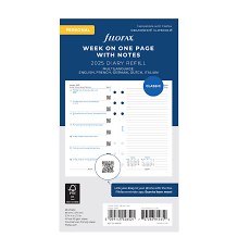 Filofax Personal Week On One Page Diary 2025