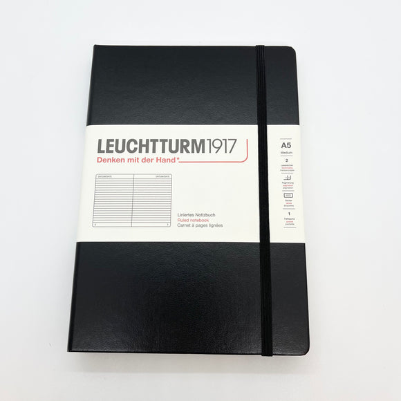 Leuchtturm1917 Medium A5 Hardcover Notebook Ruled Black