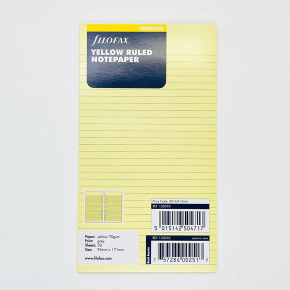 Filofax Personal Yellow Ruled Notepaper