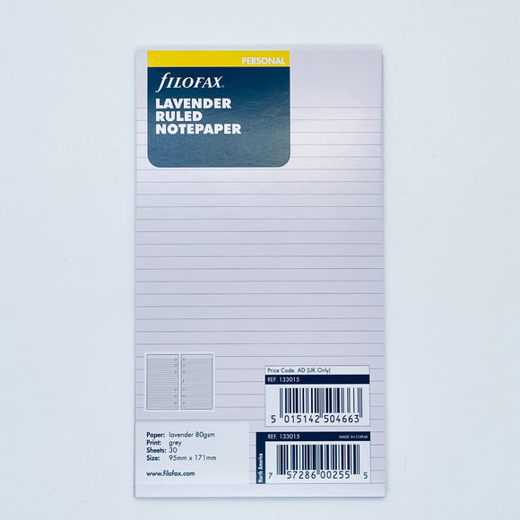 Filofax Personal Lavender Ruled Notepaper