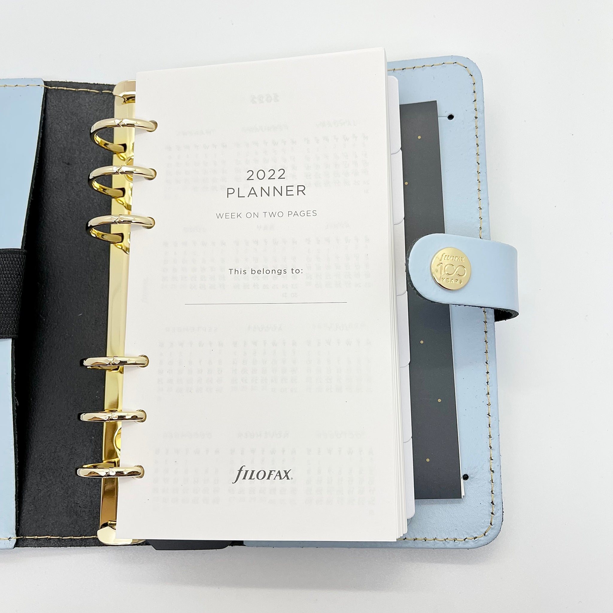 Botanical Organizer, Personal Size, Blue - Six Rings, Week-to-View