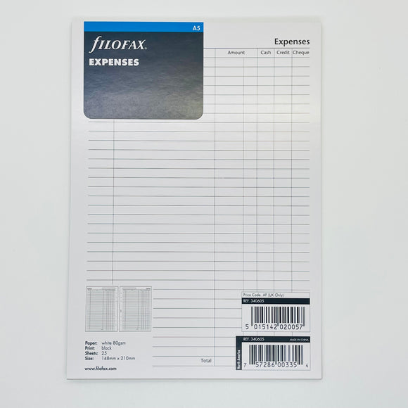 Filofax A5 Expenses