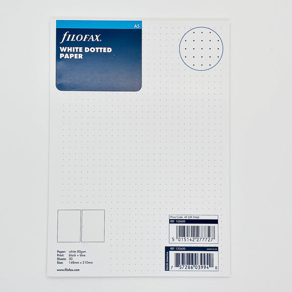 Filofax A5 White Dotted Paper